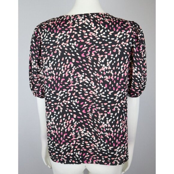 WOMEN'S BLACK & PINK PRINT SILKY TEXTURED TOP - OPHELIA ROE - SIZE M - Picture 4 of 5